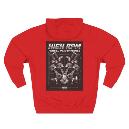 High RPM Hoodie — Forged Performance Engine Graphic Pullover | MPM Tuning Design