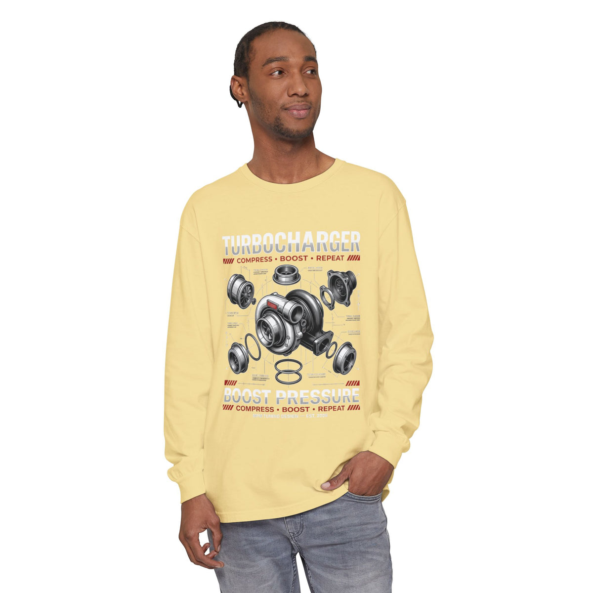 Turbocharger Boost Pressure Long Sleeve Tee — JDM Graphic | MPM Tuning Design