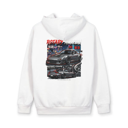 Street Racing Hoodie — Rotary Coupe Japanese Nightscape Graphic | MPM Tuning Design