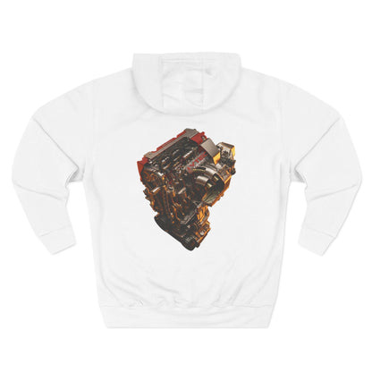 Engine Heart Hoodie — JDM Automotive Streetwear White Fleece | MPM Tuning Design
