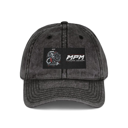 Vintage Embroidered Cap — Distressed Red Dad Hat with MPM Logo | MPM Tuning Design