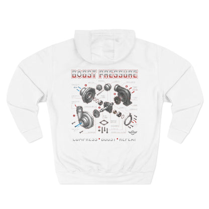 Boost Pressure Turbo Diagram Hoodie — JDM Fleece Pullover | MPM Tuning Design