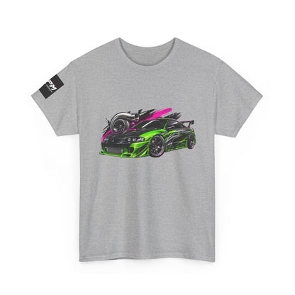 Sportscar Graphic T-Shirt — Neon Green &amp; Pink Drift Car Design | MPM Tuning Design