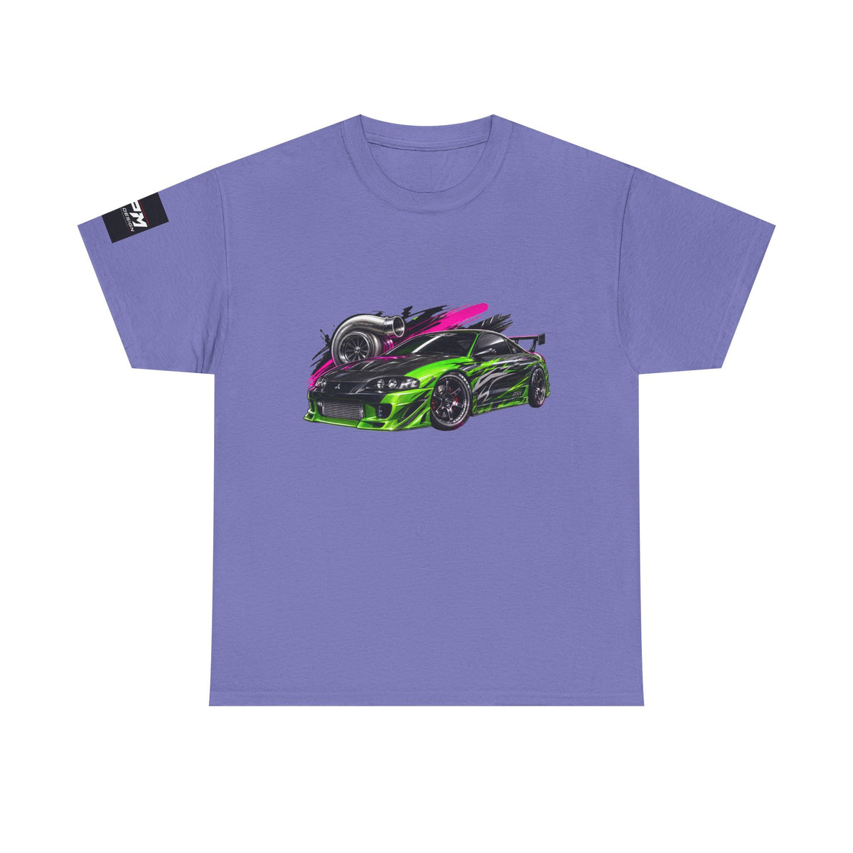 Sportscar Graphic T-Shirt — Neon Green &amp; Pink Drift Car Design | MPM Tuning Design