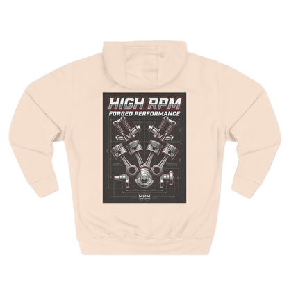 High RPM Hoodie — Forged Performance Engine Graphic Pullover | MPM Tuning Design