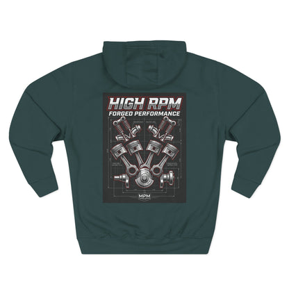 High RPM Hoodie — Forged Performance Engine Graphic Pullover | MPM Tuning Design