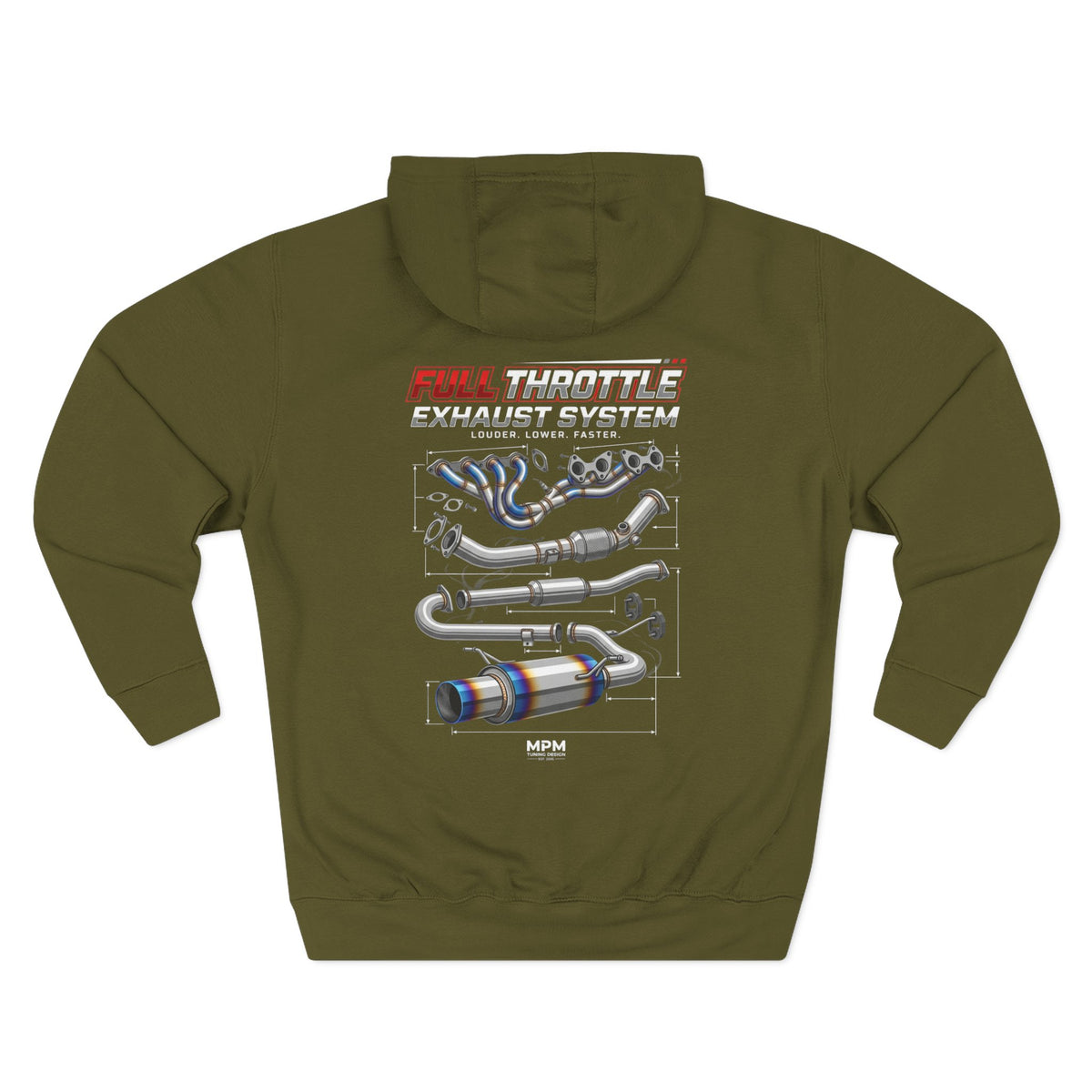 Exhaust System Diagram Hoodie — Full Titanium Car Parts Fleece | MPM Tuning Design