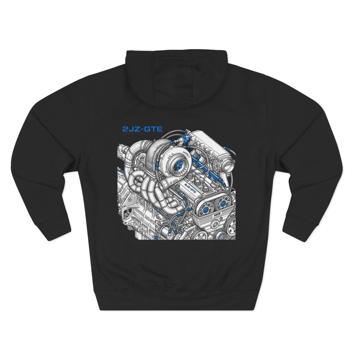 2JZ-GTE Engine Hoodie — Turbo Motor Illustration Fleece | MPM Tuning Design