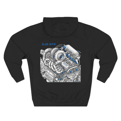 2JZ-GTE Engine Hoodie — Turbo Motor Illustration Fleece | MPM Tuning Design