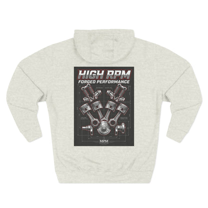 High RPM Hoodie — Forged Performance Engine Graphic Pullover | MPM Tuning Design