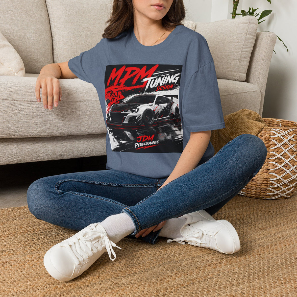 MPM JDM Racing Car Graphic T-Shirt — Red Brushstroke Automotive Tee | MPM Tuning Design