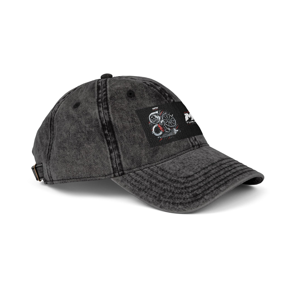 Vintage Embroidered Cap — Distressed Red Dad Hat with MPM Logo | MPM Tuning Design