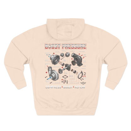 Boost Pressure Turbo Diagram Hoodie — JDM Fleece Pullover | MPM Tuning Design