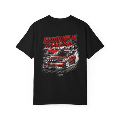 Mitsubishi Evolution IX Rally Beast T-Shirt — 4G63 Turbo JDM Graphic Tee | MPM Tuning Design