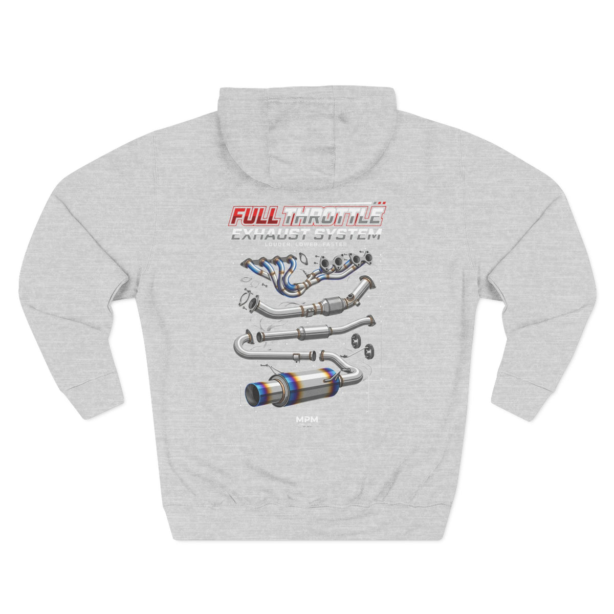 Exhaust System Diagram Hoodie — Full Titanium Car Parts Fleece | MPM Tuning Design