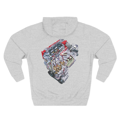 Engine Cutaway Diagram Hoodie — Automotive Illustration Fleece | MPM Tuning Design