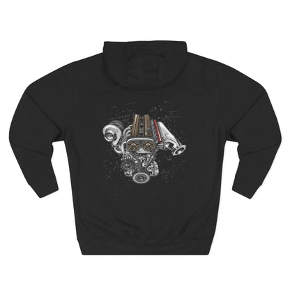 Engine Artwork Hoodie — V8 Motor Graphic Fleece Pullover | MPM Tuning Design