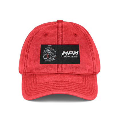 Vintage Embroidered Cap — Distressed Red Dad Hat with MPM Logo | MPM Tuning Design