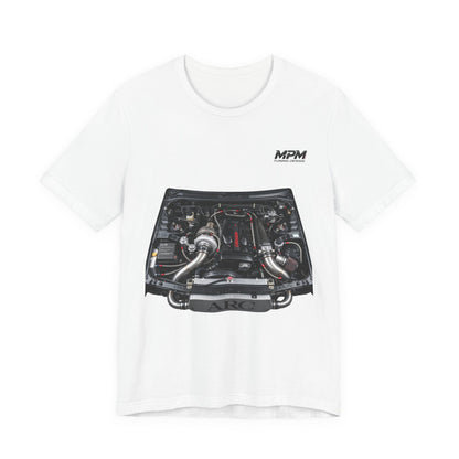 Engine Bay Graphic Tee — Twin-Turbo Motor Illustration T-Shirt | MPM Tuning Design