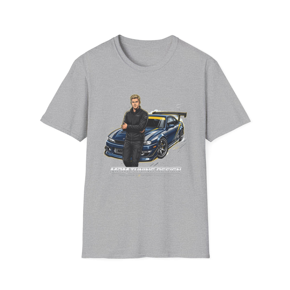 Racing Legend T-Shirt — Illustrated Driver with Performance Sports Car | MPM Tuning Design