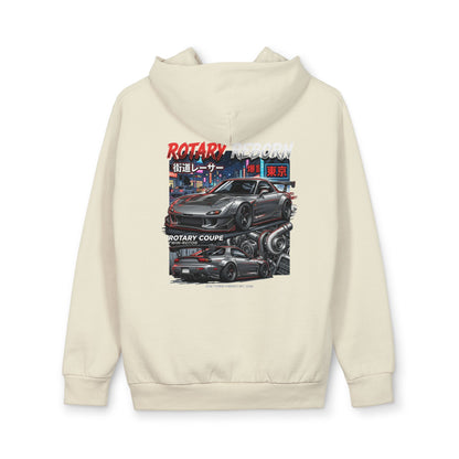 Street Racing Hoodie — Rotary Coupe Japanese Nightscape Graphic | MPM Tuning Design