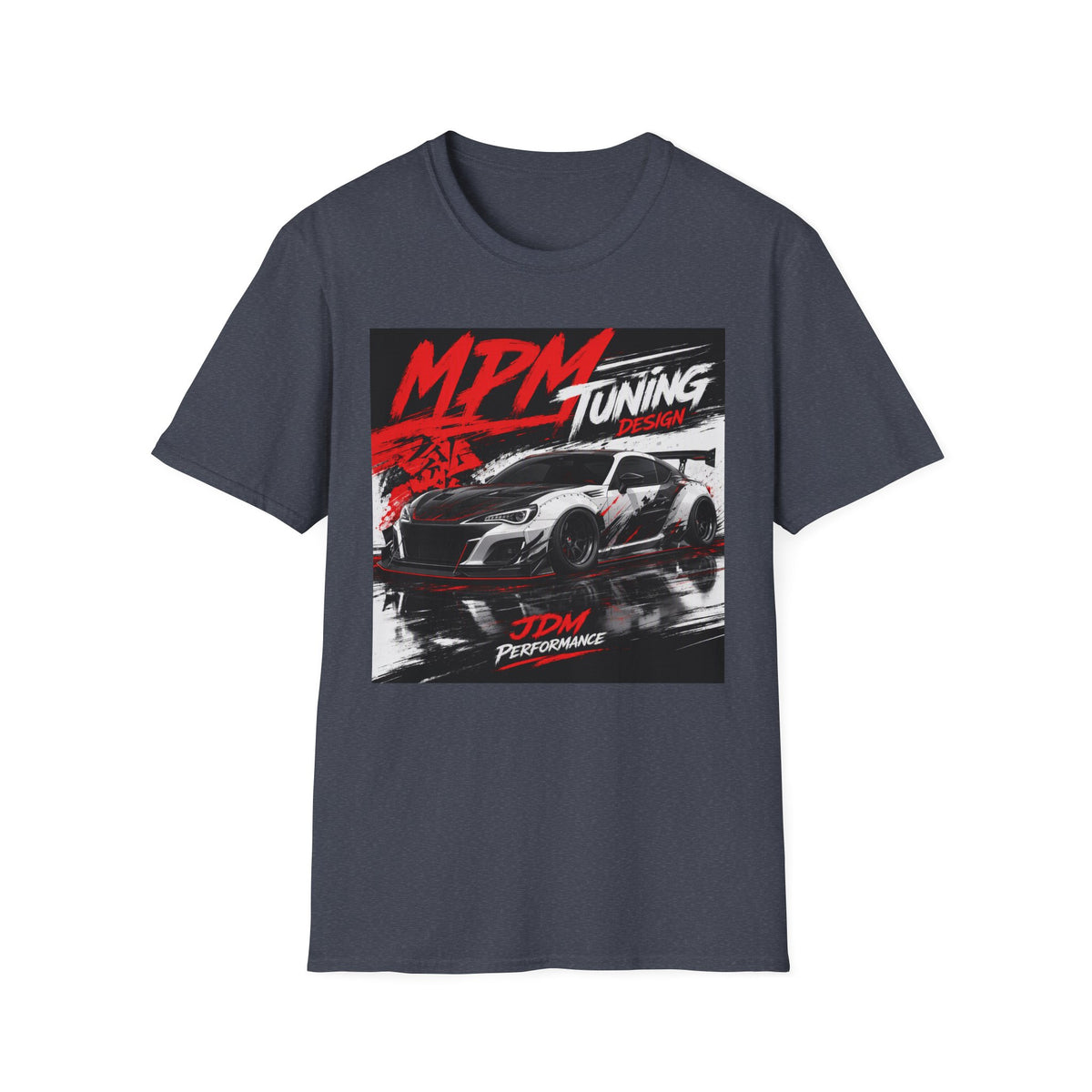 MPM JDM Racing Car Graphic T-Shirt — Red Brushstroke Automotive Tee | MPM Tuning Design