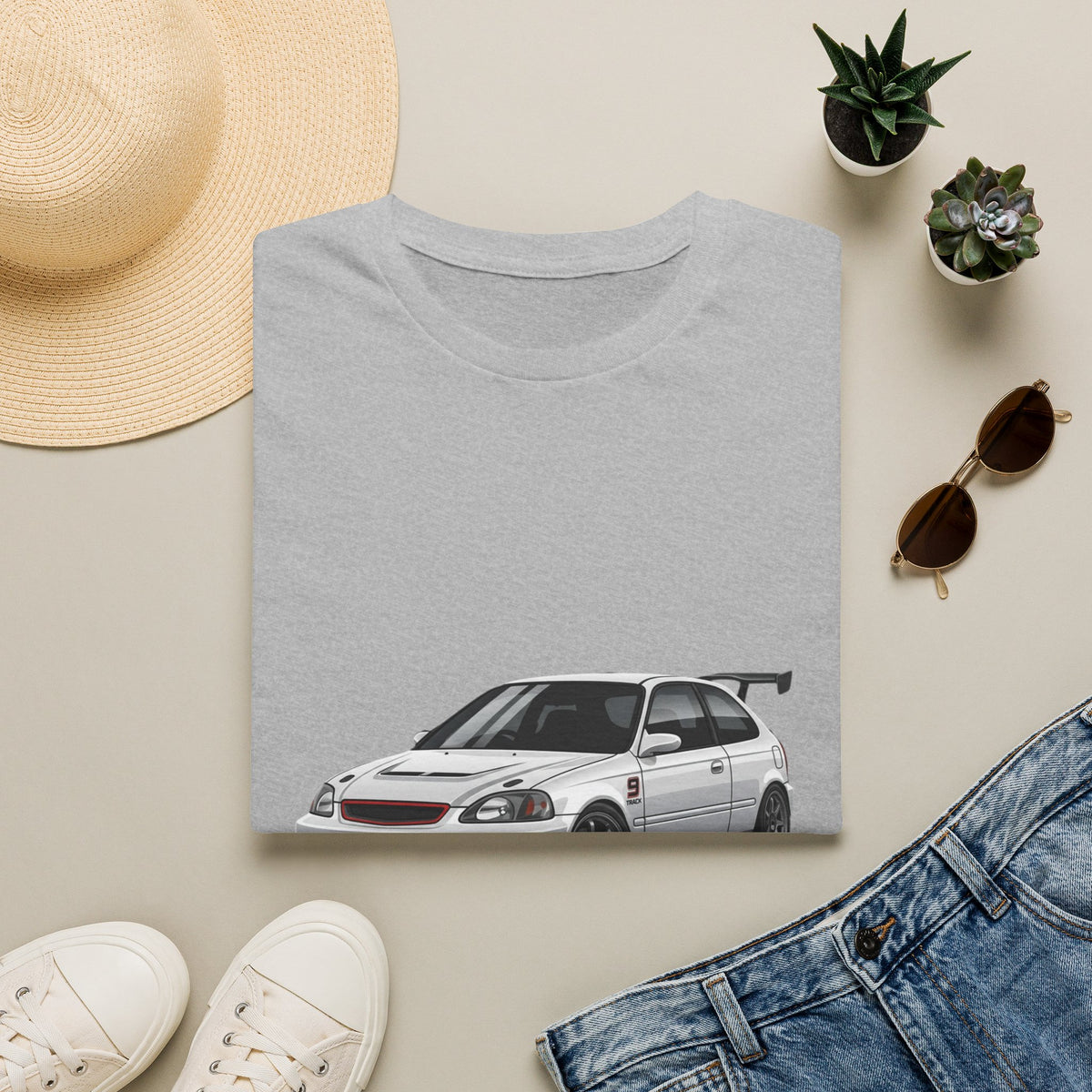 Honda Civic EK Hatchback T-Shirt — JDM Race Car Graphic Tee | MPM Tuning Design