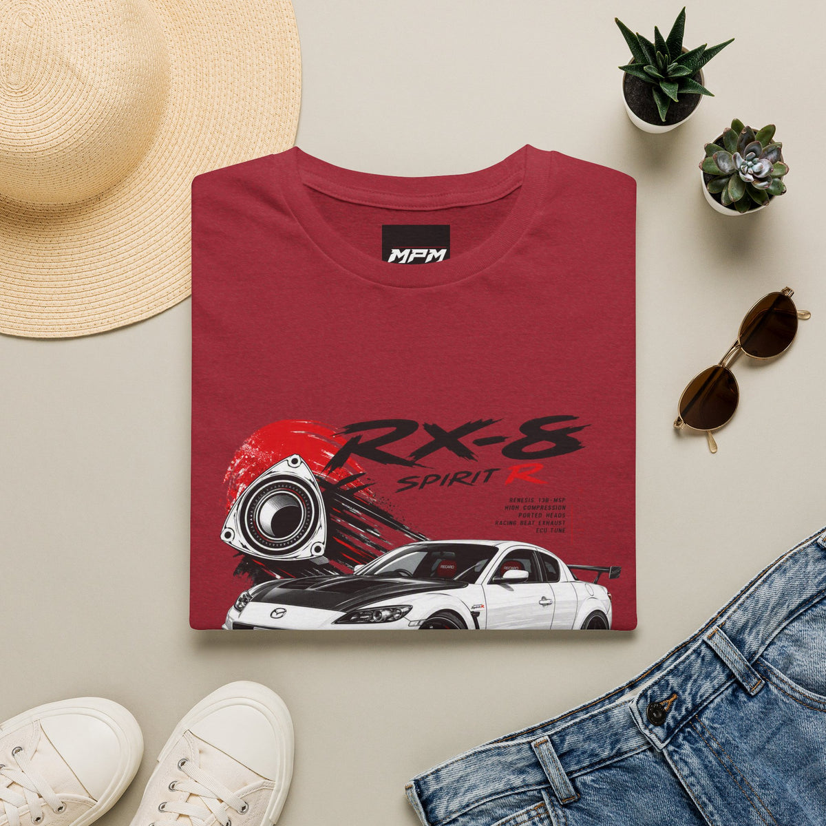Mazda RX-8 Spirit R T-Shirt — Rotary Sports Car Graphic Tee | MPM Tuning Design