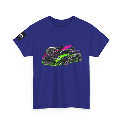 Sportscar Graphic T-Shirt — Neon Green &amp; Pink Drift Car Design | MPM Tuning Design