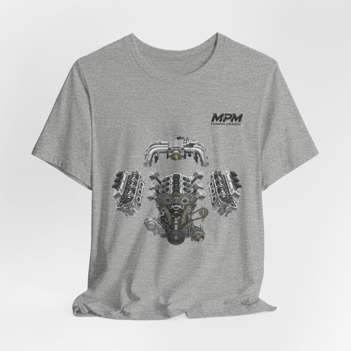V8 Engine Blueprint Tee — Mechanical Diagram T-Shirt | MPM Tuning Design