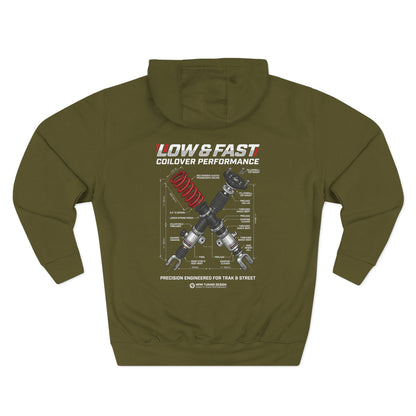 Auto Coil &amp; Strut Hoodie — Racing Suspension Graphic Fleece | MPM Tuning Design