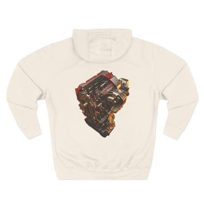 Engine Heart Hoodie — JDM Automotive Streetwear White Fleece | MPM Tuning Design