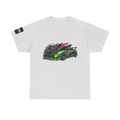 Sportscar Graphic T-Shirt — Neon Green &amp; Pink Drift Car Design | MPM Tuning Design