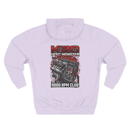 K20 VTEC Monster Hoodie — 9000 RPM Club Graphic Fleece | MPM Tuning Design