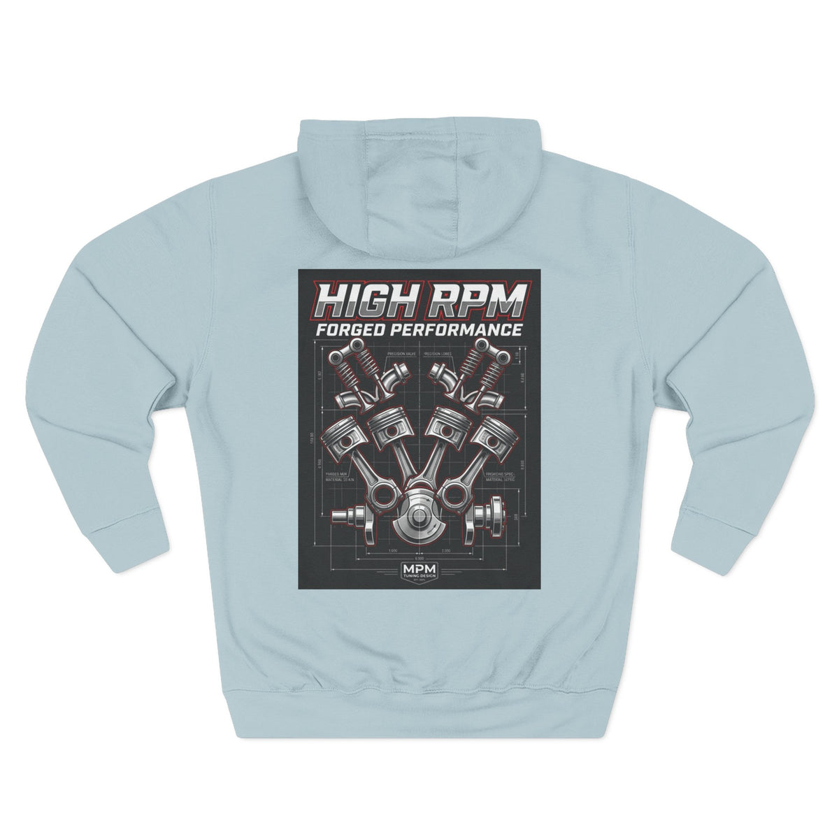 High RPM Hoodie — Forged Performance Engine Graphic Pullover | MPM Tuning Design