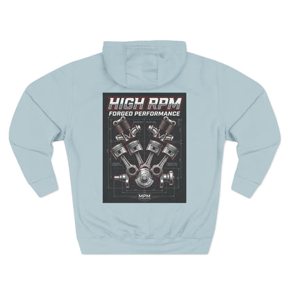 High RPM Hoodie — Forged Performance Engine Graphic Pullover | MPM Tuning Design
