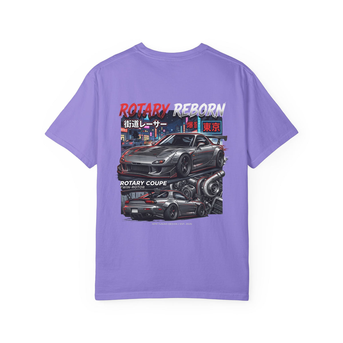 Rotary Coupe Graphic T-Shirt — JDM Tokyo Night Street Racing Tee | MPM Tuning Design