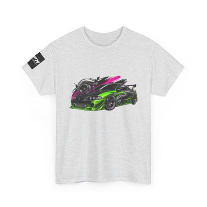 Sportscar Graphic T-Shirt — Neon Green &amp; Pink Drift Car Design | MPM Tuning Design