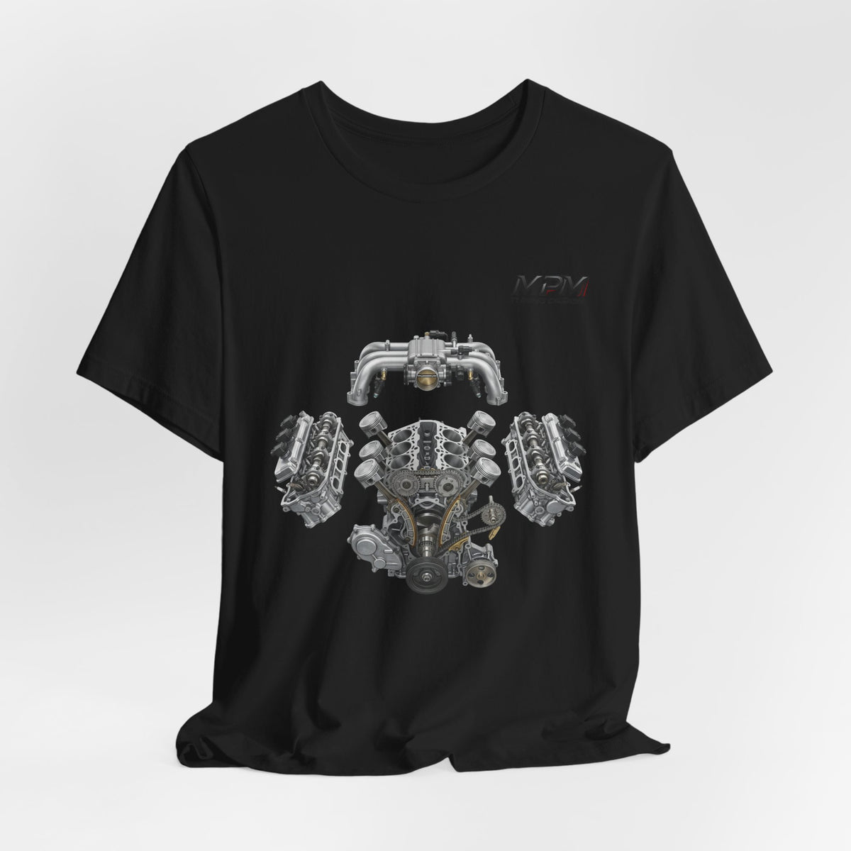 V8 Engine Blueprint Tee — Mechanical Diagram T-Shirt | MPM Tuning Design