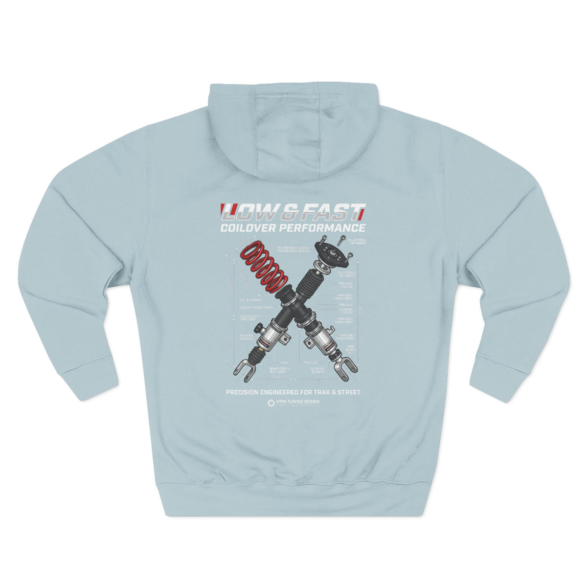 Auto Coil &amp; Strut Hoodie — Racing Suspension Graphic Fleece | MPM Tuning Design
