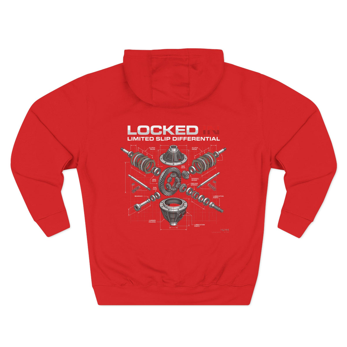Car Parts Hoodie — Locked In Drivetrain Graphic Fleece | MPM Tuning Design