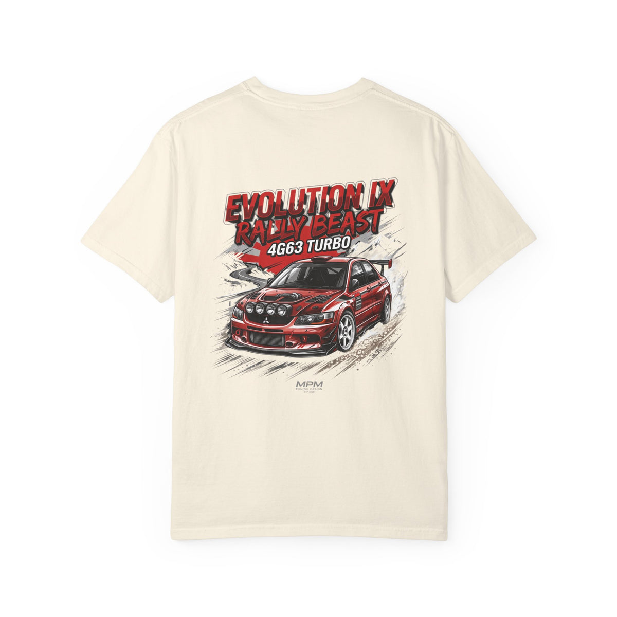 Mitsubishi Evolution IX Rally Beast T-Shirt — 4G63 Turbo JDM Graphic Tee | MPM Tuning Design