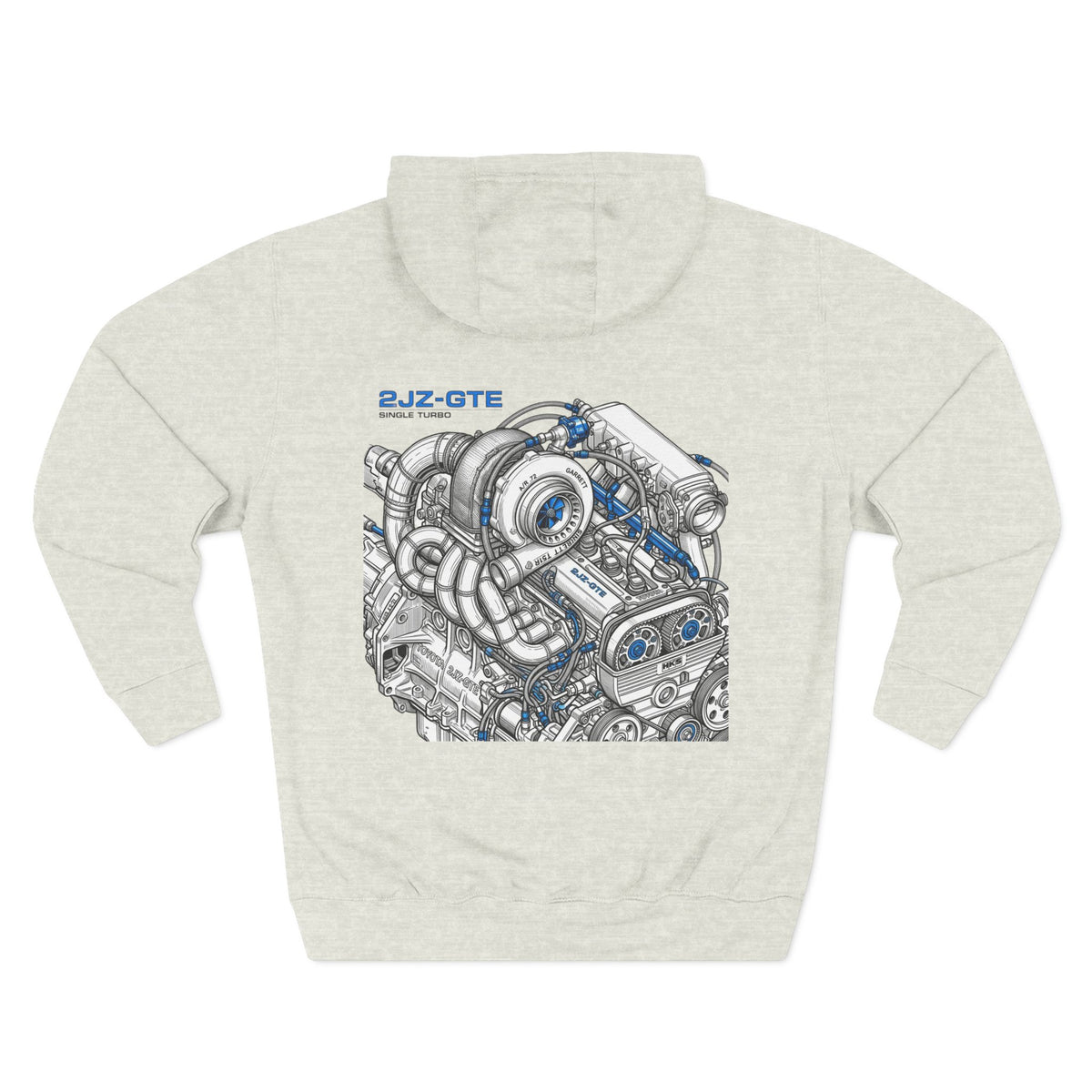 2JZ-GTE Engine Hoodie — Turbo Motor Illustration Fleece | MPM Tuning Design
