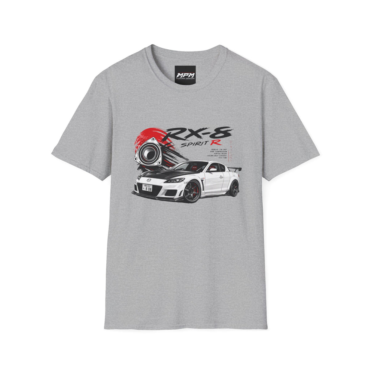 Mazda RX-8 Spirit R T-Shirt — Rotary Sports Car Graphic Tee | MPM Tuning Design