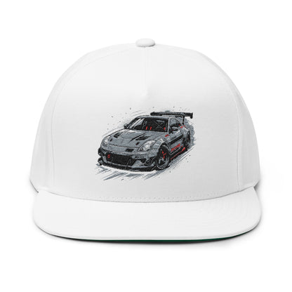 Racing Car Embroidered Flat Bill Cap — JDM Drift Snapback | MPM Tuning Design