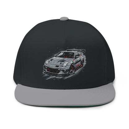Racing Car Embroidered Flat Bill Cap — JDM Drift Snapback | MPM Tuning Design