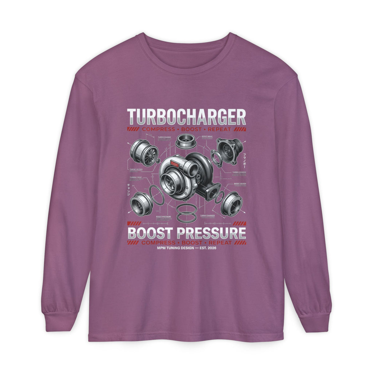Turbocharger Boost Pressure Long Sleeve Tee — JDM Graphic | MPM Tuning Design