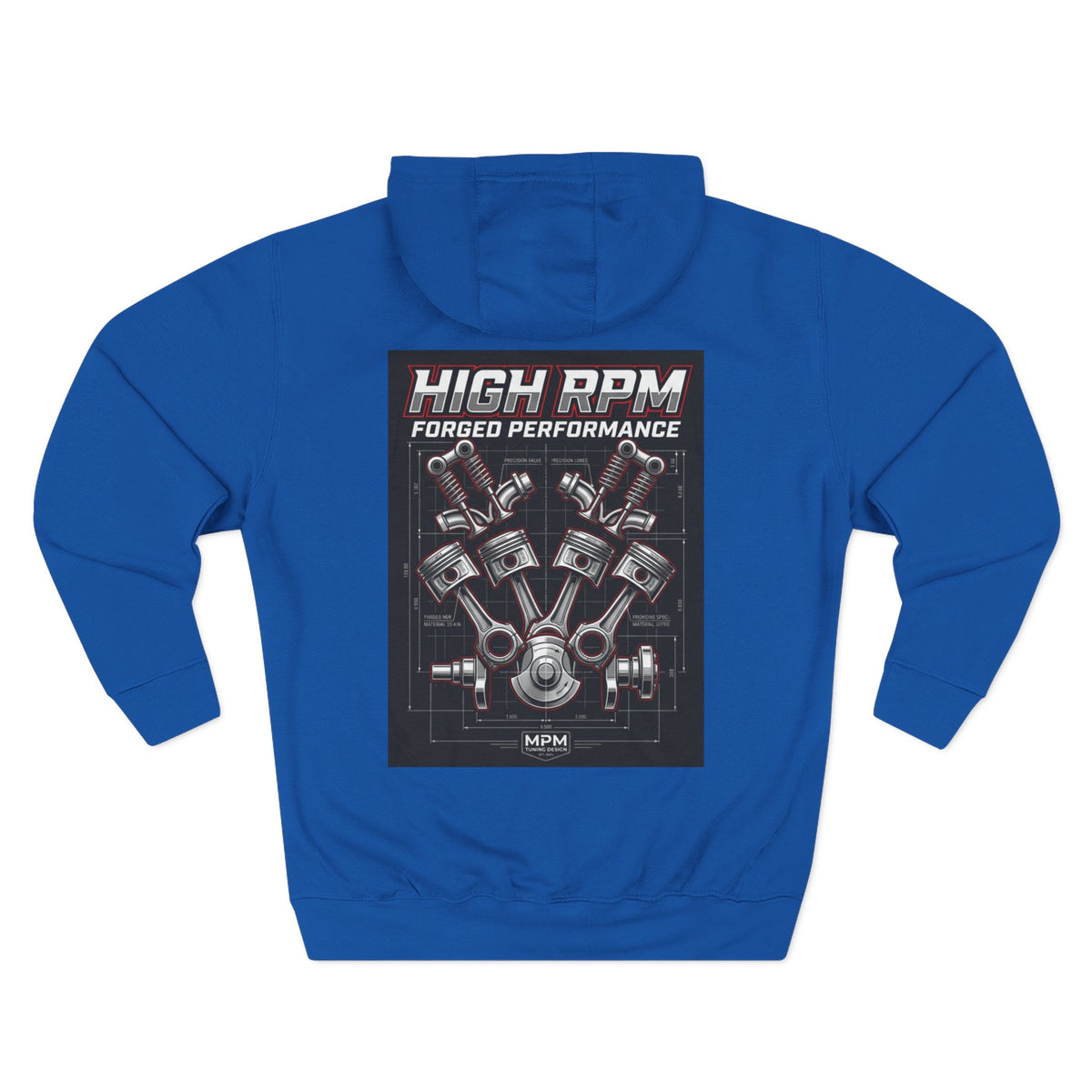 High RPM Hoodie — Forged Performance Engine Graphic Pullover | MPM Tuning Design