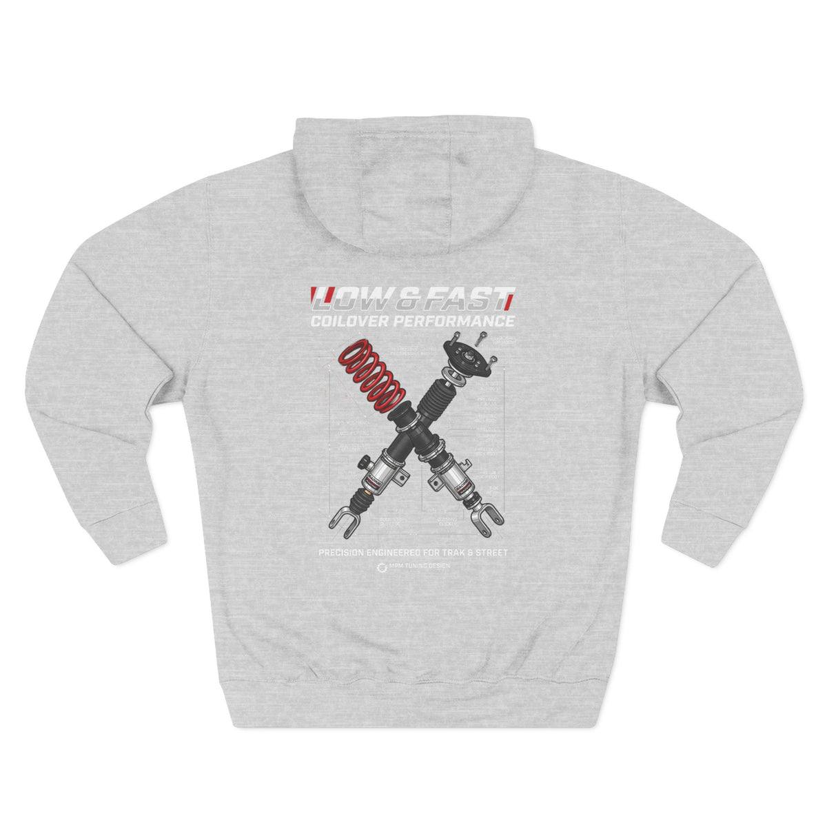 Auto Coil &amp; Strut Hoodie — Racing Suspension Graphic Fleece | MPM Tuning Design