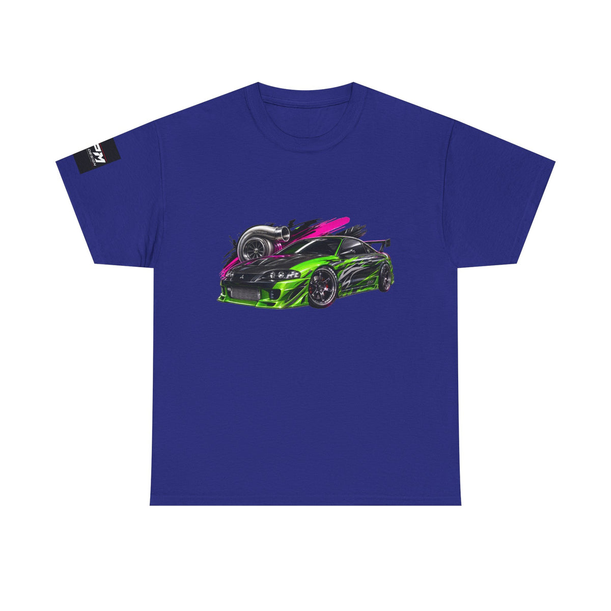 Sportscar Graphic T-Shirt — Neon Green &amp; Pink Drift Car Design | MPM Tuning Design